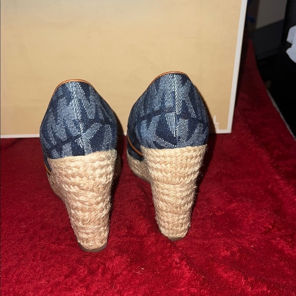 Michael Kors Blue and Cream Wedge Shoes - Picture 5 of 9